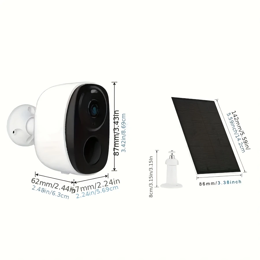 

3MP Full HD Solar-Powered Wireless Security Camera with PIR Motion Sensor Two-Way Audio Night Vision Spotlight Waterproof Design
