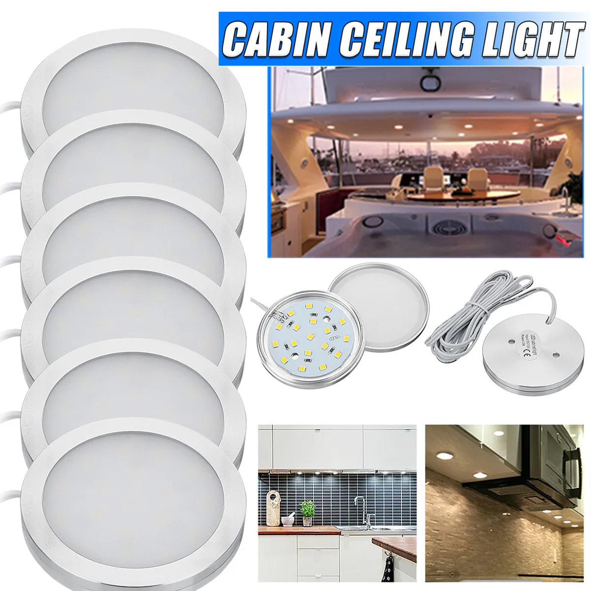 

6PCS 12V 18LED Car Interior Lights RV Reading Light Lamp LED Camping Car Ceiling Lamp Boat Camper Trailer RV Interior Lamp