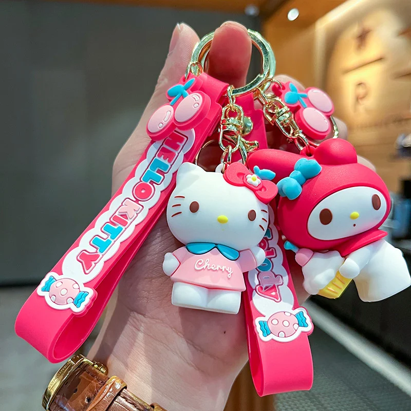 Sanrio Hallo Kitty Süßigkeiten Schlüssel bund Kawaii meine Melodie Kuromi Puppe Schlüssel ring Kinder Spielzeug niedlichen Cinna moroll Schlüssel anhänger Geburtstags geschenke