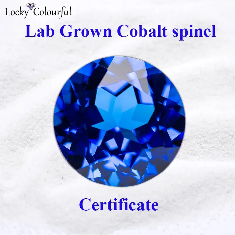 Lab Grown Cobalt Spinel Round Cut Blue Demon Color VVS1 Charms Beads Diy for Jewelry Making Materials Selectable AGL Certificate