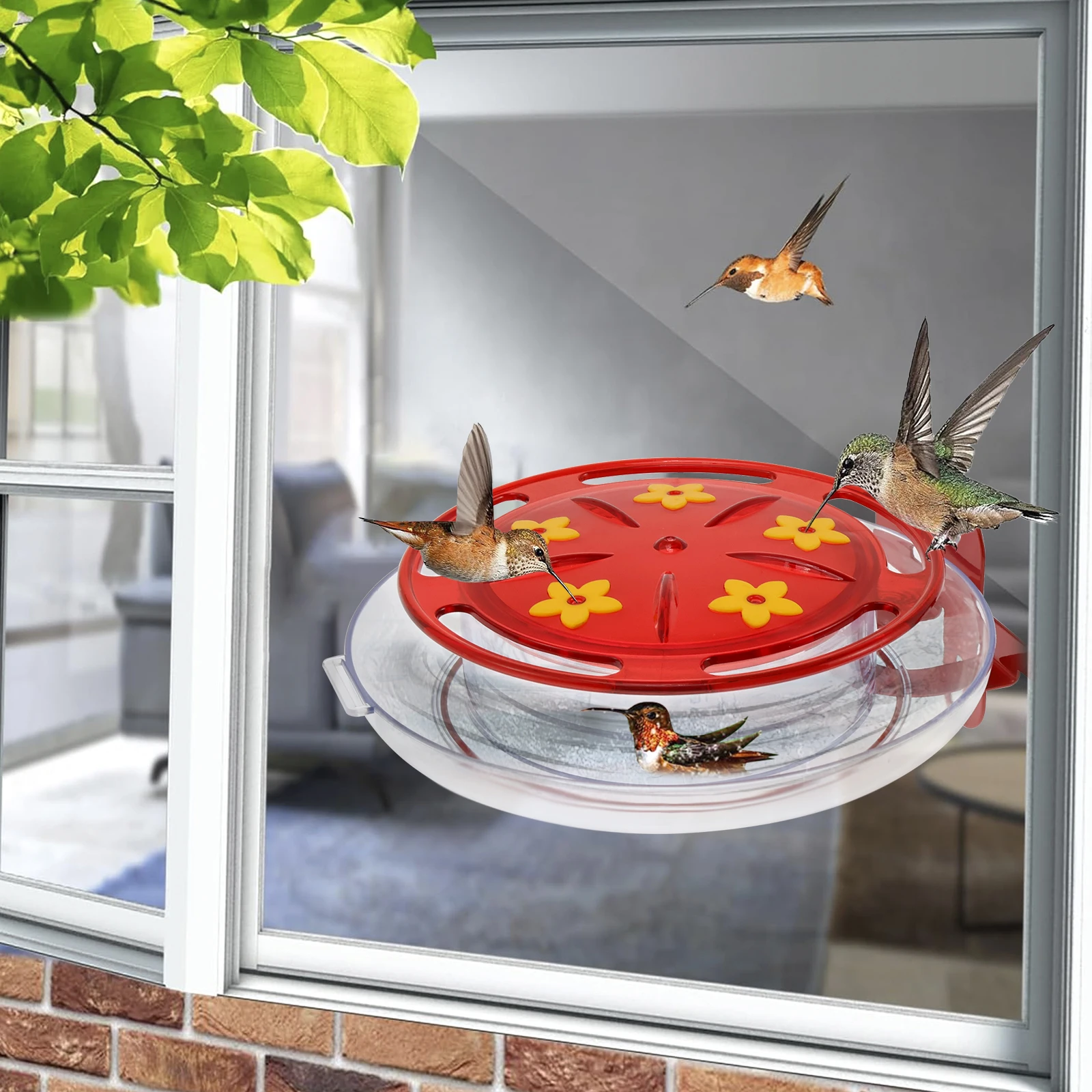 Hummingbird Feeders for Outdoors Hanging with 5 Feeding Ports 360° Ant Guard Hummingbird Water Feeder Refillable  Feeding