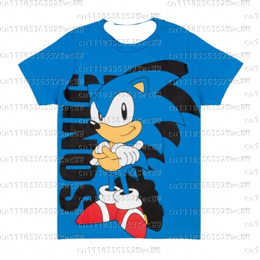 

Bandai Popular Cartoon Sonic Theme Jersey Version for Summer Adults and Children, Same T-shirt New Popular Family Matching