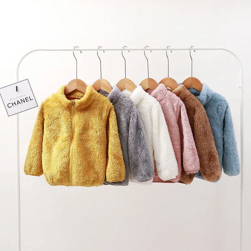 1pcs Boys Girls Autumn Coat Children Winter Thermal Fleece Jacket Kids Coats Double Sided Velvet Outerwear Baby Warm Clothes