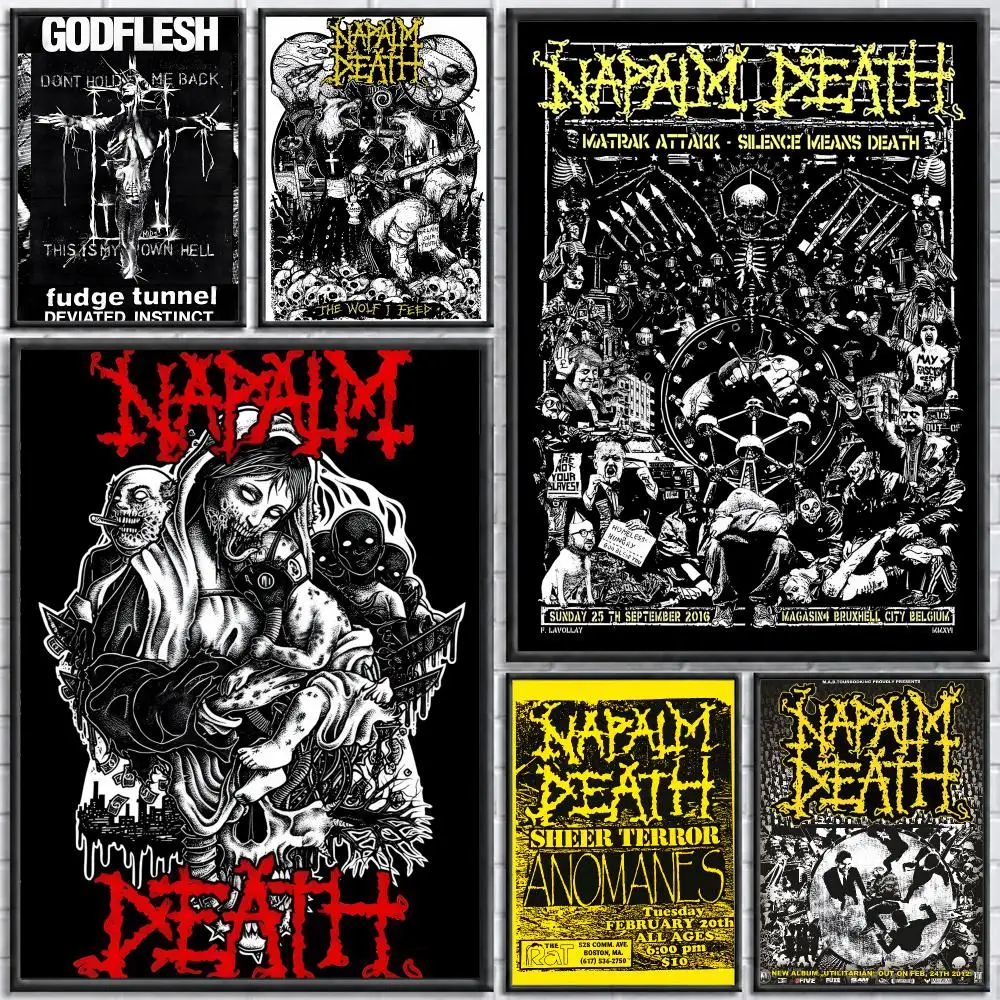 Band Napalm Death Poster Self-adhesive Art Waterproof Paper Sticker Coffee House Bar Room Wall Decor