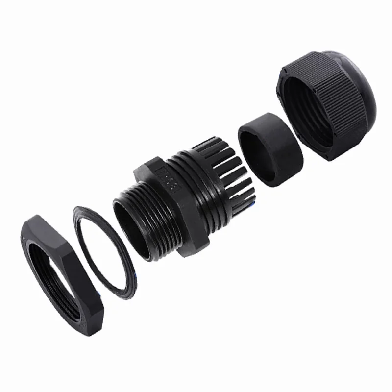 Waterproof Cable Gland 10pcs Cable entry IP68 PG7 for 3-6.5mm PG9 PG11 PG13.5 PG16 PG19/21/ White Black Nylon Plastic Connector