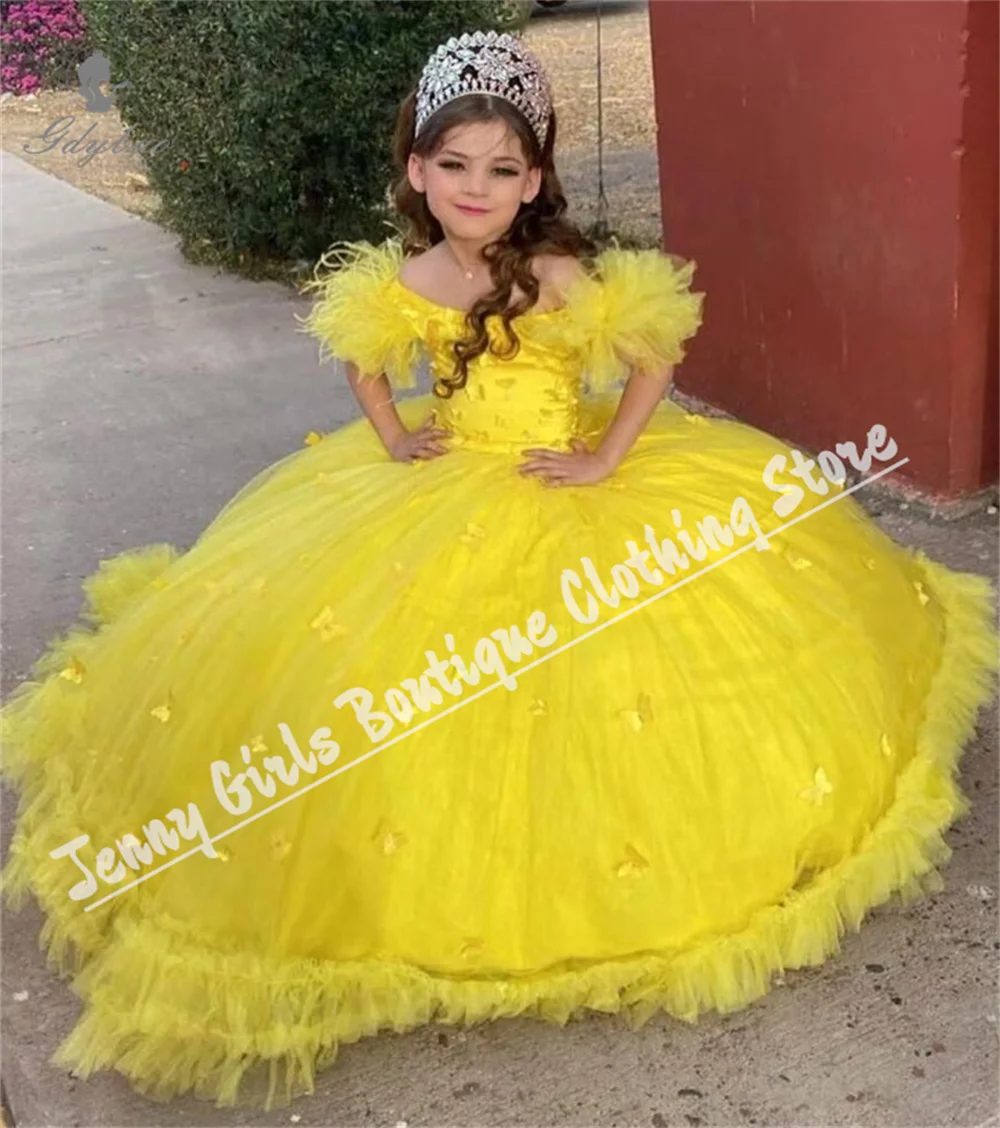 

Элегантное желтое платье для первого причастия для девочек с короткими рукавами и круглым вырезом, подходящее платье для фотосессии на свадьбу, день рождения