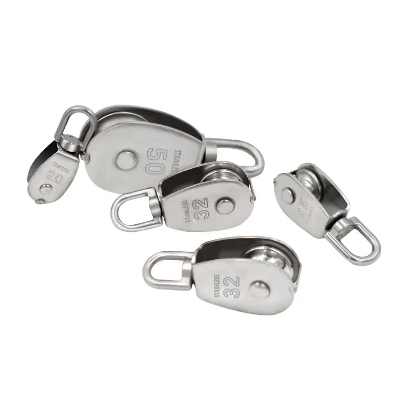 Stainless Steel Pulley M15/M20 M25 M32 M50 Single Wheel Swivel Lifting Rope Pulley Set  Lifting Wheel Tools