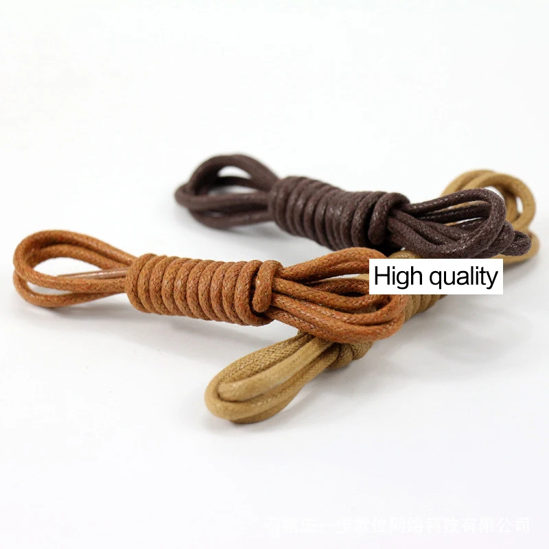 Cordones redondos de algodón encerado para zapatos de cuero, cordón impermeable para botas de hombre, 1 par