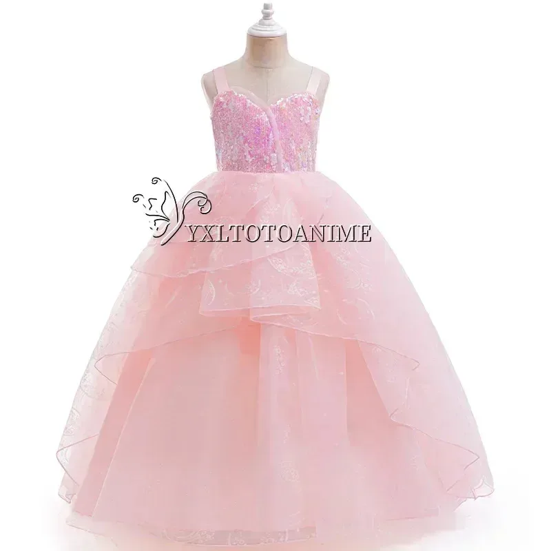 En stock disfraz de Cosplay de Glinda malvado para niña, vestido de noche de princesa de boda rosa, disfraz de fiesta de disfraces de Halloween