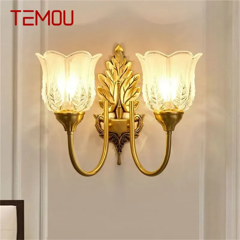 Temou Eigentijdse Messing Wandlamp Amerikaanse Retro Led Woonkamer Slaapkamer Studeerkamer Hotel Villa Modelkamer Hal Gangpad Ligh