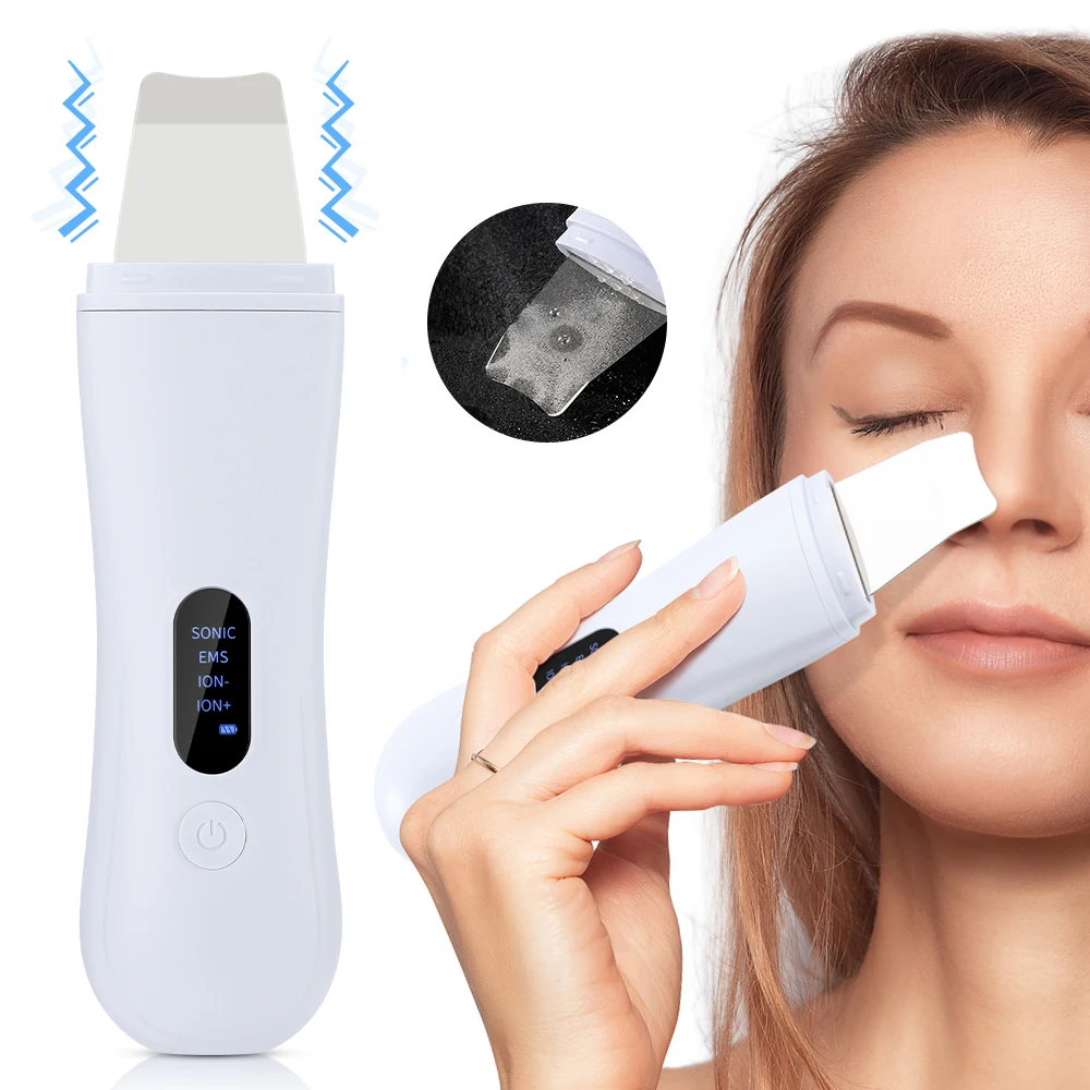 

Ultrasonic Skin Scrubber Deep Face Cleaning Peeling Blackhead Remover Ultrasonic Ion Acne Pore Scrubber Facial Shovel Cleanser