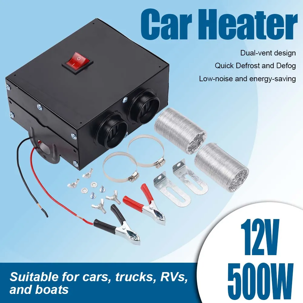 

12V 500W Car Heater Vehicle Heating Auxiliary Portable Car Heater Compact Defroster Demister Auto Van Heating Air Heater