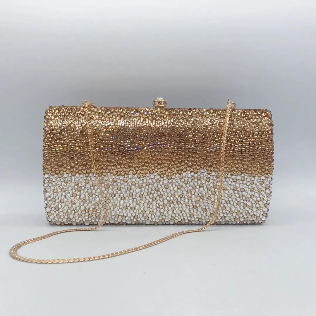 

Luxury Gold/White/Gold Rhinestone Full Diamond Evening Clutch Purse Best Designer Ladies Party Wedding Clutches Female Handbags