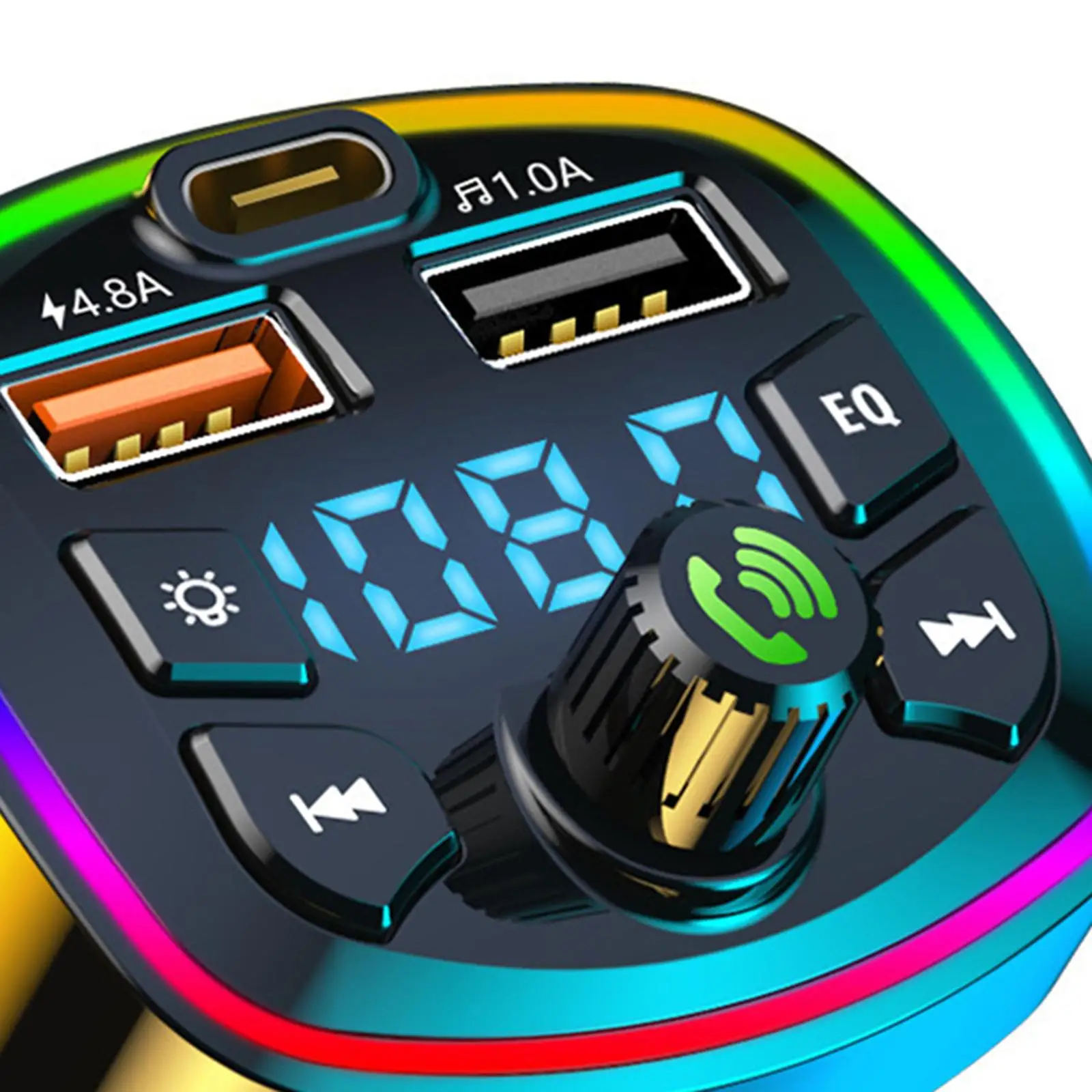 Bluetooth FM Transmitter Type-C PD Support Hands-Free Call Support TF Card & USB Disk Adapter