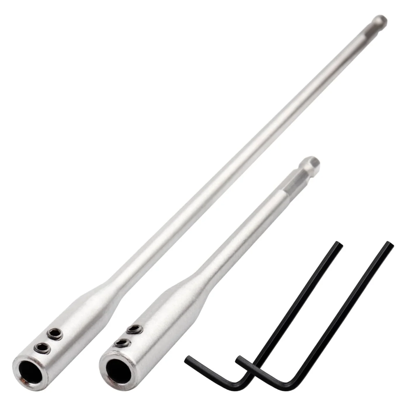 2 Pieces 1/4 Extension Drill Bit Set for Round Shank Drill Bits 150mm & 300mm Extra Long Wood Spade Bit Extension with Allen