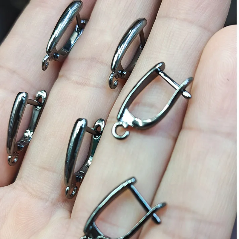 200pc Gun Metal Black /18k Gold / Rhodium Silver Color Smooth Plain Leverback Earring Hook Clasps