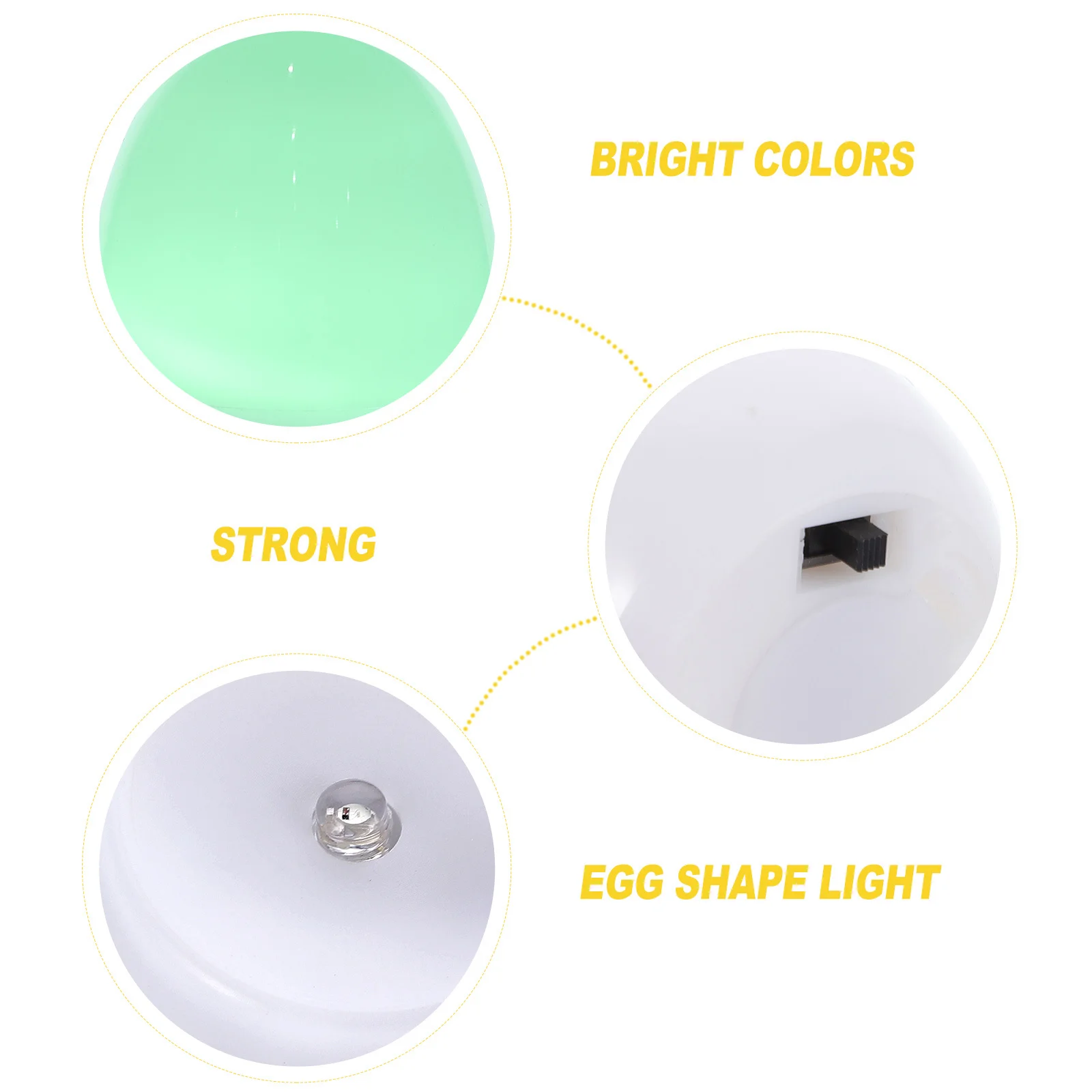 12 قطعة من أضواء الليل على شكل بيضة بلاستيكية لعيد الميلاد للهالوين، مصابيح بيض مزيفة ملونة لتزيين حفلات الزفاف على شكل ضوء #2