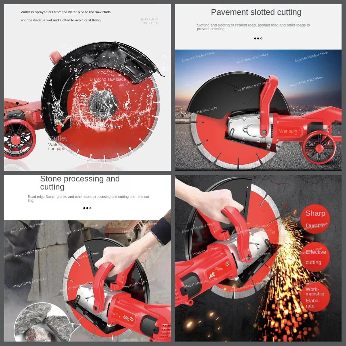 800W Electric Grooving Machine 130mm Diamond Saw Blade, Wet Concrete Cutter, Wall Wire Grooving Machine