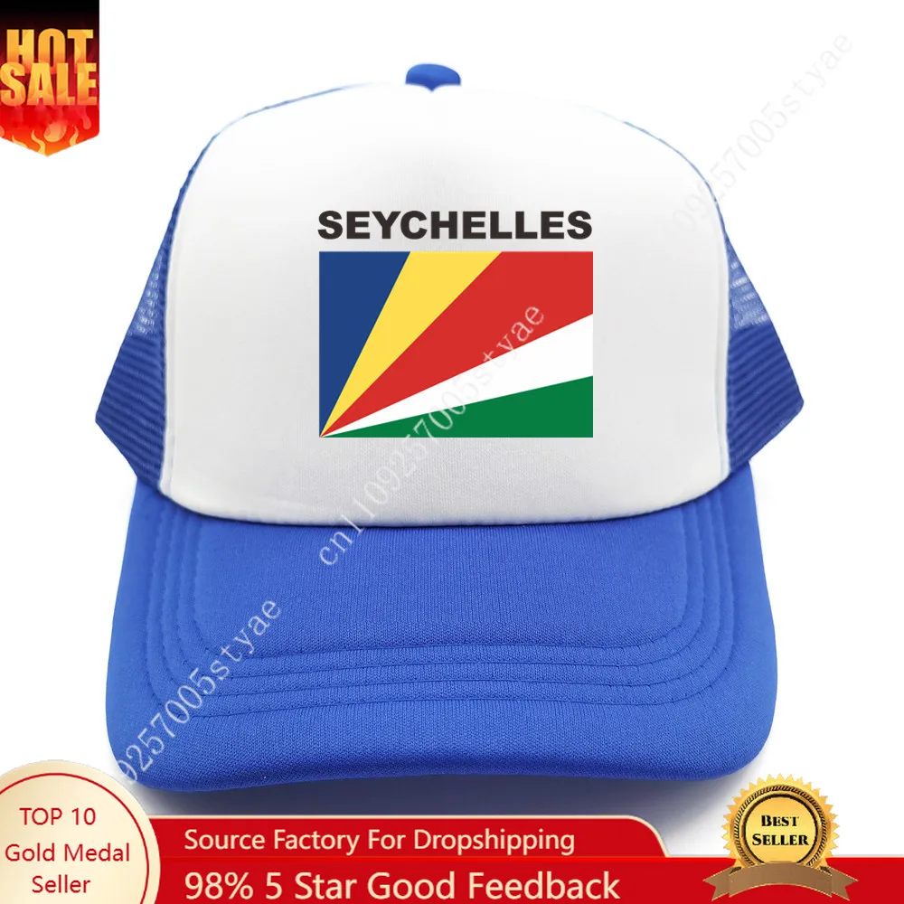 

Seychelles Flag Trucker Caps Man Woman Baseball Cap Fashion Sunhat Adjustable Snapback Hat Outdoor Summer Breathable Dad Hats