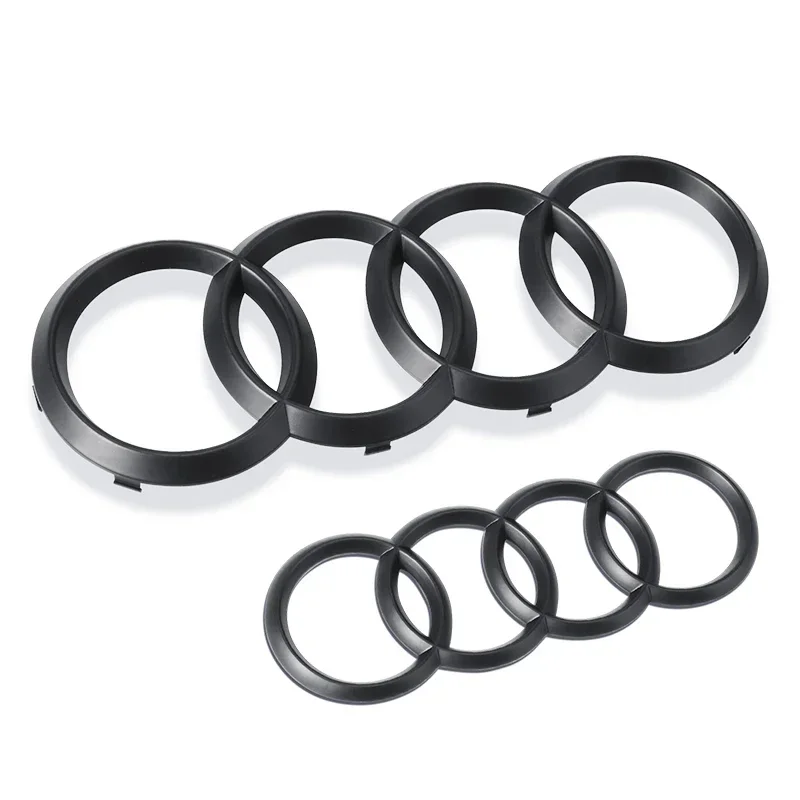 Car Black Logo Badge Car Front Grille Rear Trunk 4Ring Emblem For Audi A1 A3 A4 A5 A6 A7 S3 S4 S5 S6 RS3 RS4 RS5 RS6 Q3 Q5 Q7