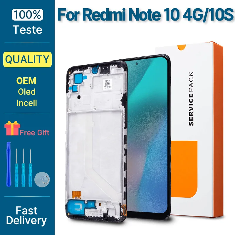 M2101K7BNY Lcd For Xiaomi Redmi Note 10S Display Touch Screen with Frame Wholesale Screen Display For Xiaomi Redmi Note 10 4G