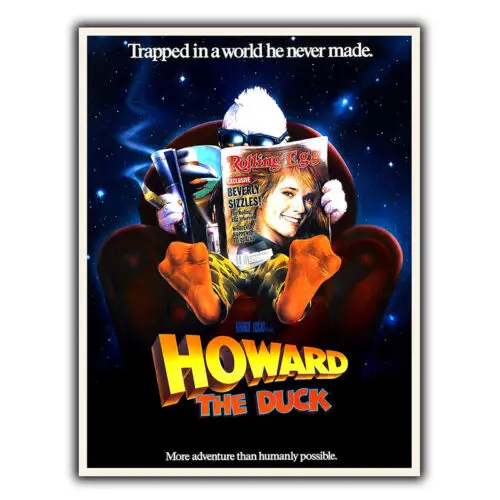1p, МЕТАЛЛИЧЕСКАЯ ВИНАЧКА HOWARD THE DUCK, НАСТЕННАЯ ПЛАТА, фильм, постер, принт, человек, пещера, кинотеатр