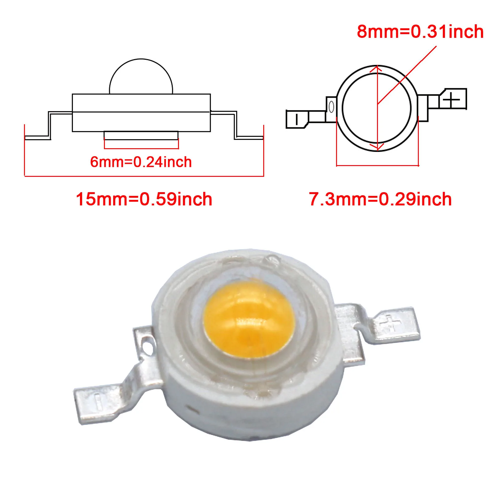 1W 3W High Power LED Chip Lamp Bulbs SMD COB Diodes Warm Cold White Red Green Blue Yellow Light Beads For SpotLight Downlight