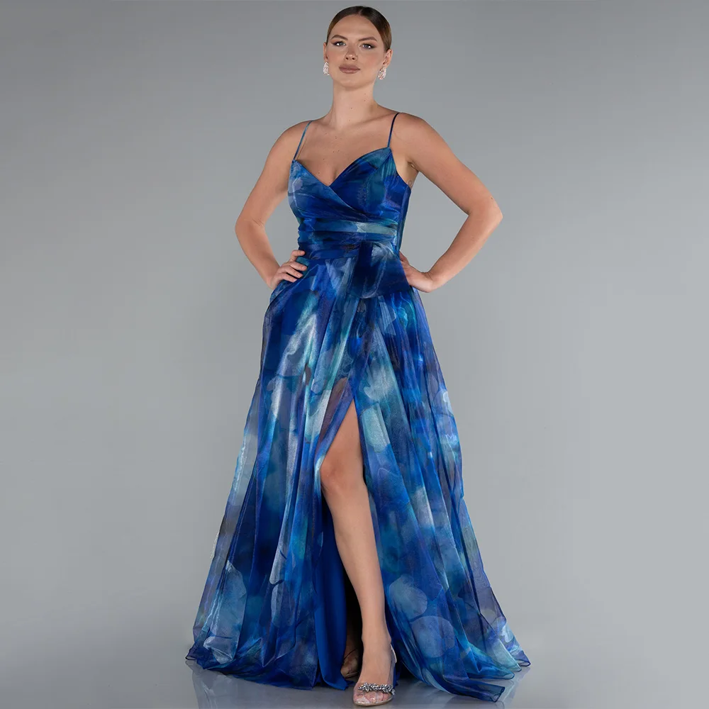 

Arya High Quality Evening Dress Crepe for Floor-Length V-Neck Spaghetti Strap Slit Prom Dress Vestidos De Fiesta Customized