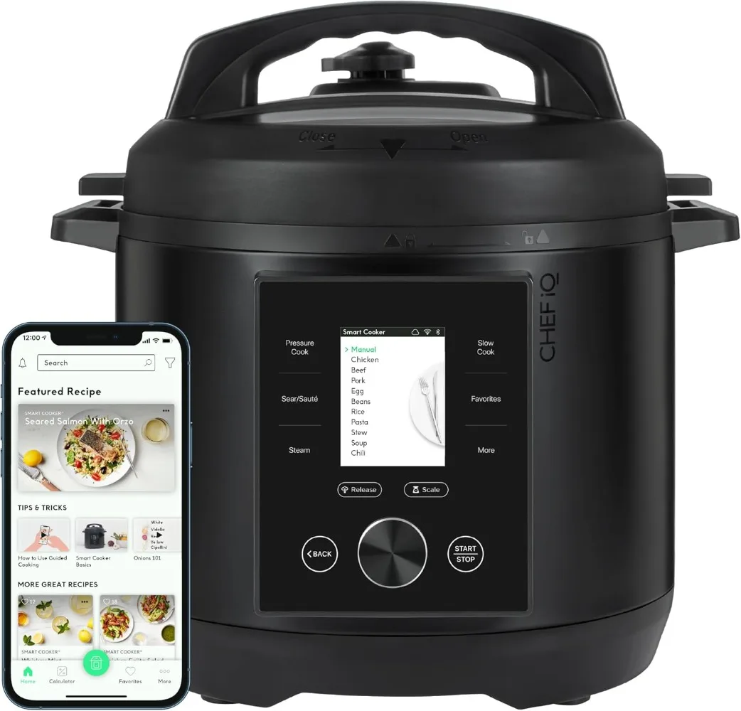 

CHEF iQ Smart Pressure Cooker 10 Cooking Functions & 18 Features, Built-in Scale, 1000+ Presets & Times & Temps w/App for 600