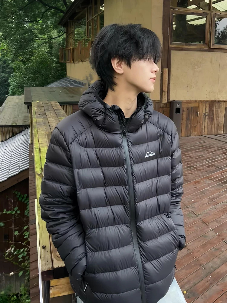 

Bla Lightweight Thiened Hooded down Cotton Jaet Men's Winter Outdoor Sports Coat Slim Fit Stand Sle Youth Faion