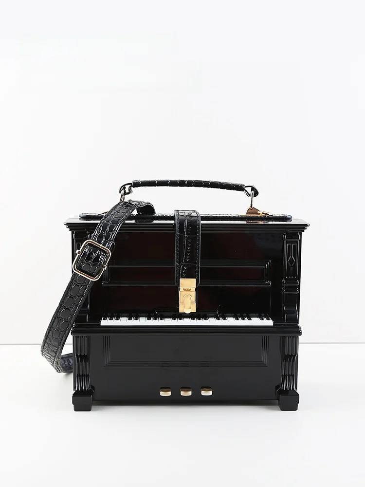 

2024 New Piano aped Handbag Creative Musical Instrument High-End Funny Box Couple Gift Bag Acrylic Lo Bule Closure