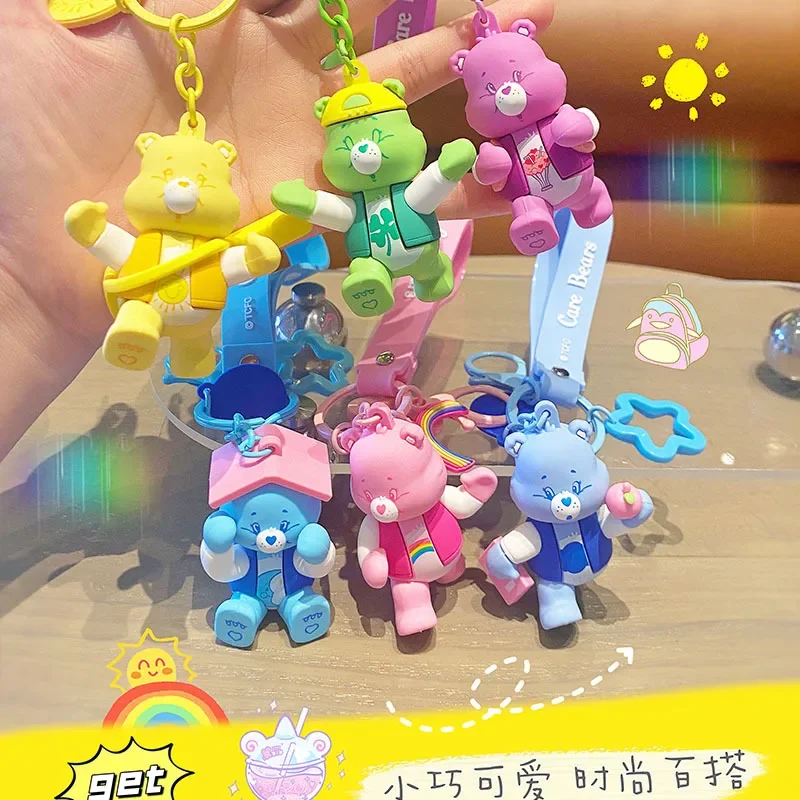 New Genuine Kawaii Care Bear Campus Series Cartoon Keychain Pendant Cute Rainbow Bear Creative Doll Children’s Birthday Gift