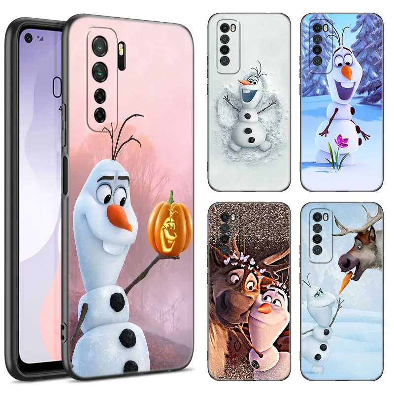 Cute O-Olaf Black Silicone Phone Case For Huawei Nova 8 9 10 SE 11 Ultra 12 Pro 7i 8i 11i 11E Y70 Plus Y60 Y61 Y71 Y90 Y91