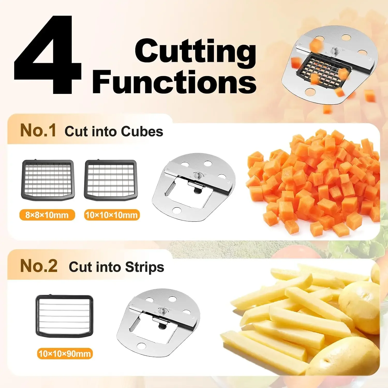 4-In-1 Electric Vegetable Chopper, 200W Vegetable Slicer Food Processor, Veggie Food Cutter With Slicing Shredding Dicing And St