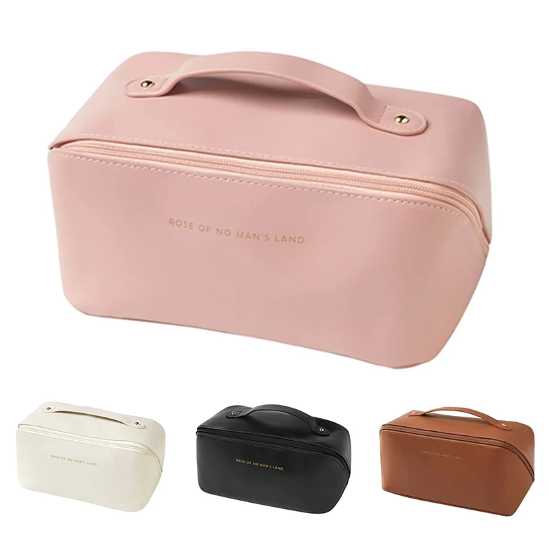 Large Travel Cosmetic Bag for Women Pu Leather Cosmetic Organizer  High-capacity Makeup Bag Storage Pouch For Female Makeup Box