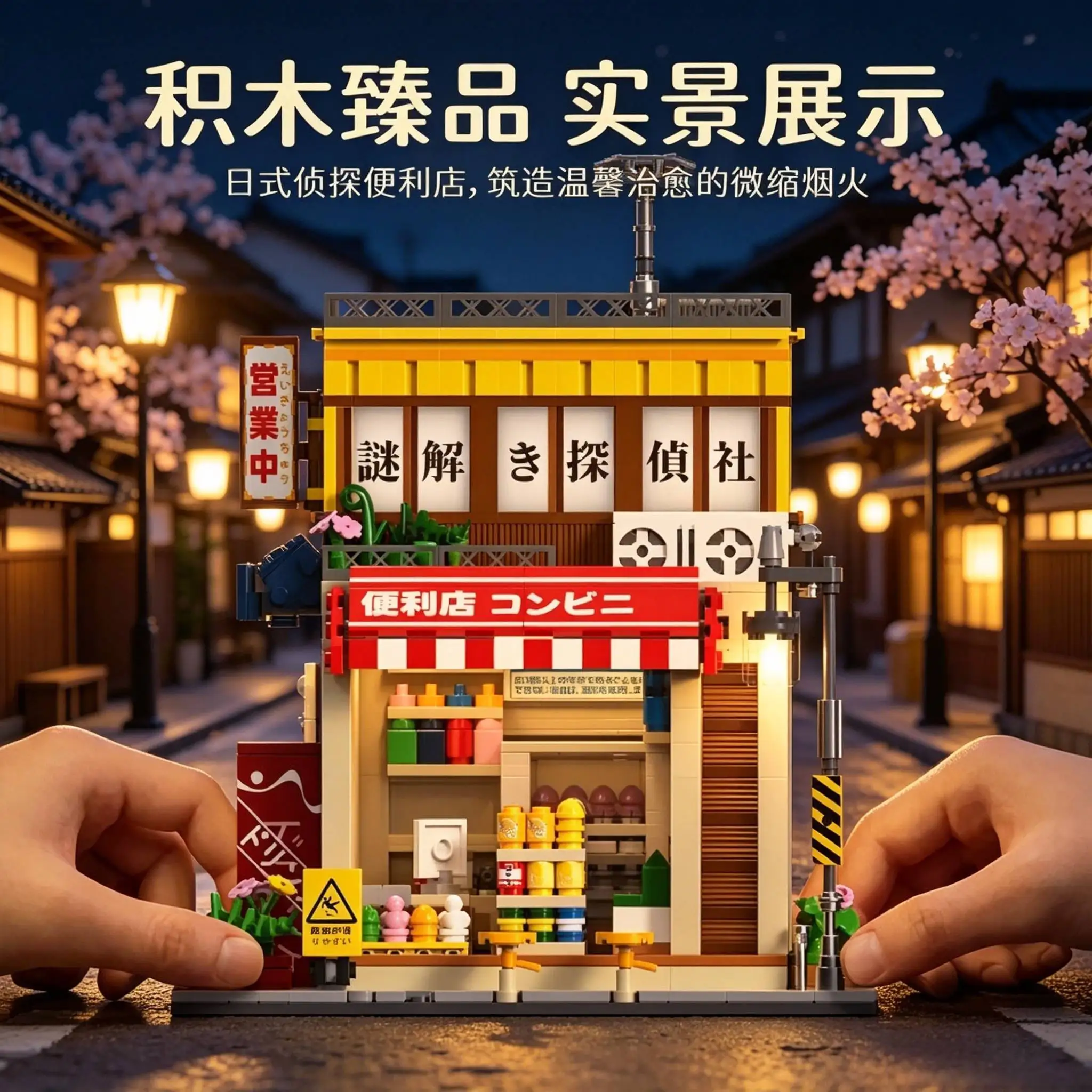 Japanese Town House Model Street Scene Building Blocks MOC Toy LED Light Assemble Bricks DIY Toys Birthday Holiday Gifts 1155PCS view 5