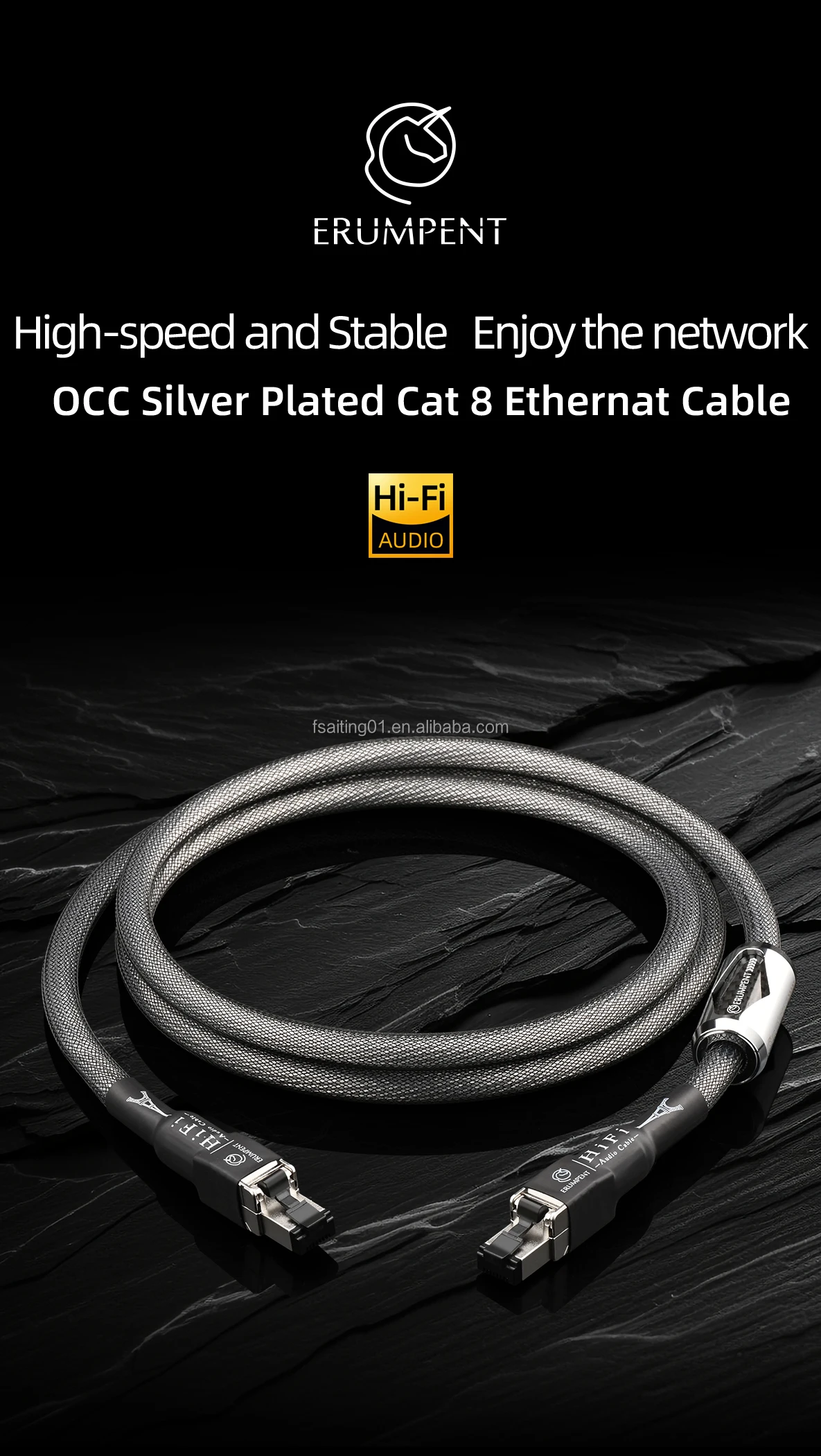 

Rj45 Cat 8 Ethernet Network Cable High Speed OCC Silver-Plated Core 40 Gbps for Notebook Television Printer Router