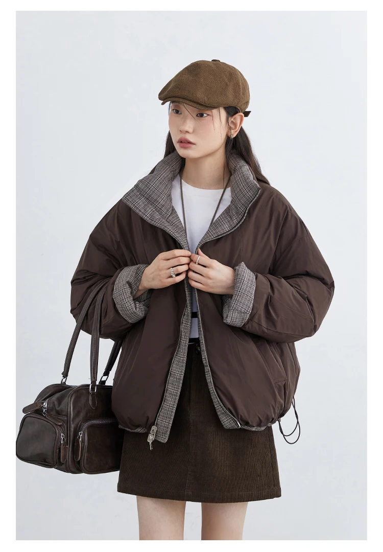 CHIC VEN Women Down Coats Retro Double-sided Stand Up Collar Down Jacket 90 White Duck Down Female Overcoat Autumn Winter 2025