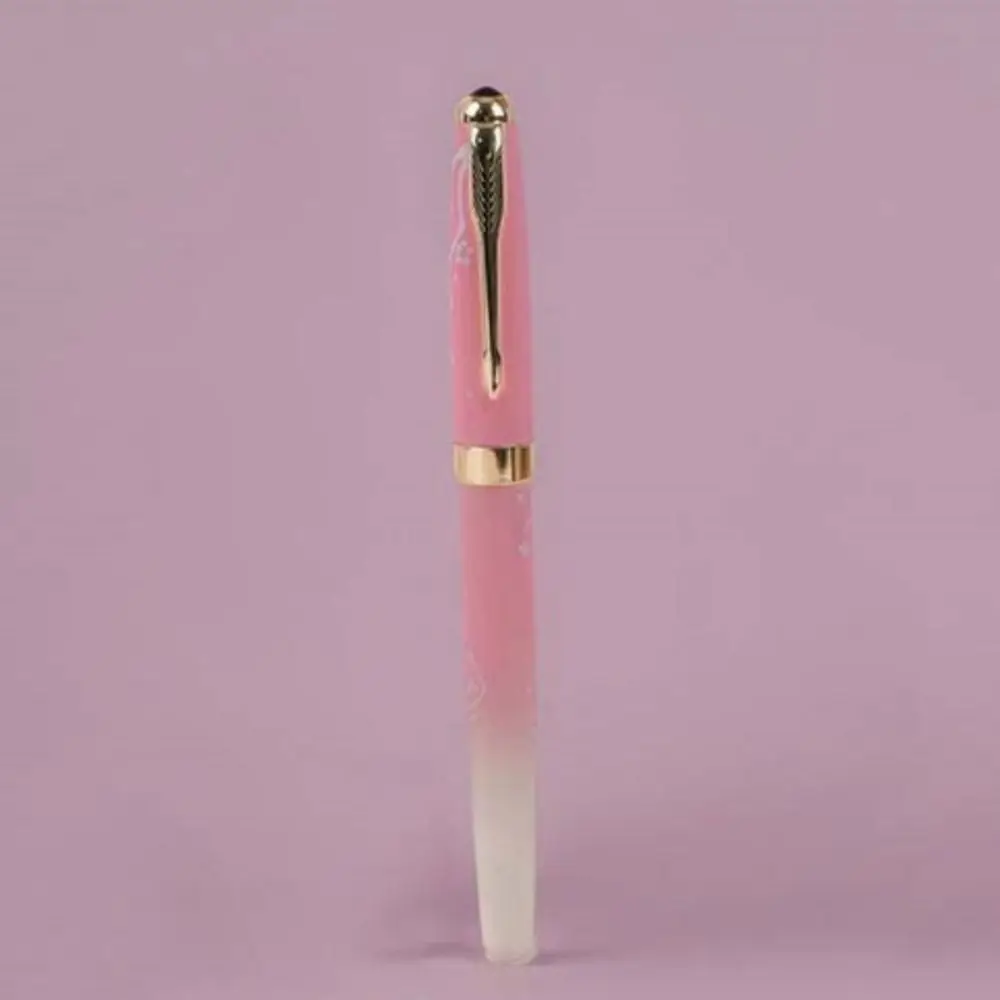 

Women Girls Pink Flowers Fountain Pen Art and Calligraphy F Nib Ink Pens Metal Business Gift Pen Writing Instruments
