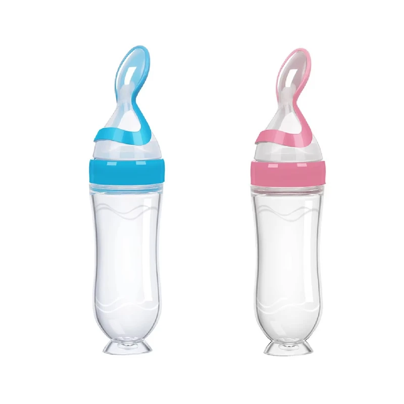 90ML Safe Newborn Baby Feeding Bottle Toddler Silicone Squeeze Feeding Spoon Milk Bottle Training Feeder Food Supplement Tools