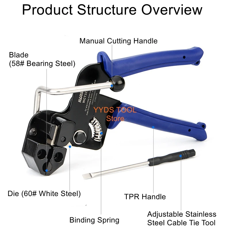 

304 Stainless Steel Cable Tie Pliers WCT-322 Self-Locking Steel Cable Tie Tightener Cable Tie Cutter Pliers Cable Tie Gun