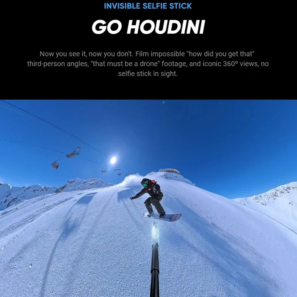 Insta360 X5 كاميرا الحركة البانورامية تعمل باللمس 8K 30 إطارًا في الثانية عدسات قابلة للاستبدال شريحة AI ثلاثية 185 دقيقة لتسجيل مدونة الفيديو لركوب الدراجات #6