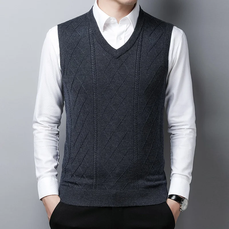 

Mens Sweater Vest Autumn Winter Fashion V-Neck Short Slim Fit Sweater Solid Color Sleeveless Sweater Vest Mens Clothes