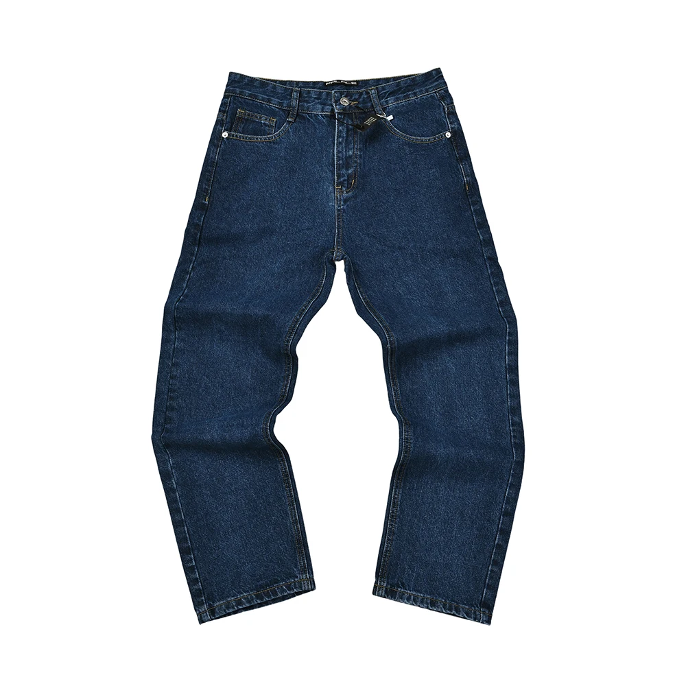 خمر سلسلة طباعة المرقعة فضفاض سراويل جينز للرجال مستقيم جينز فضفاض غير رسمي المتضخم Ropa Hombre البضائع السراويل #6