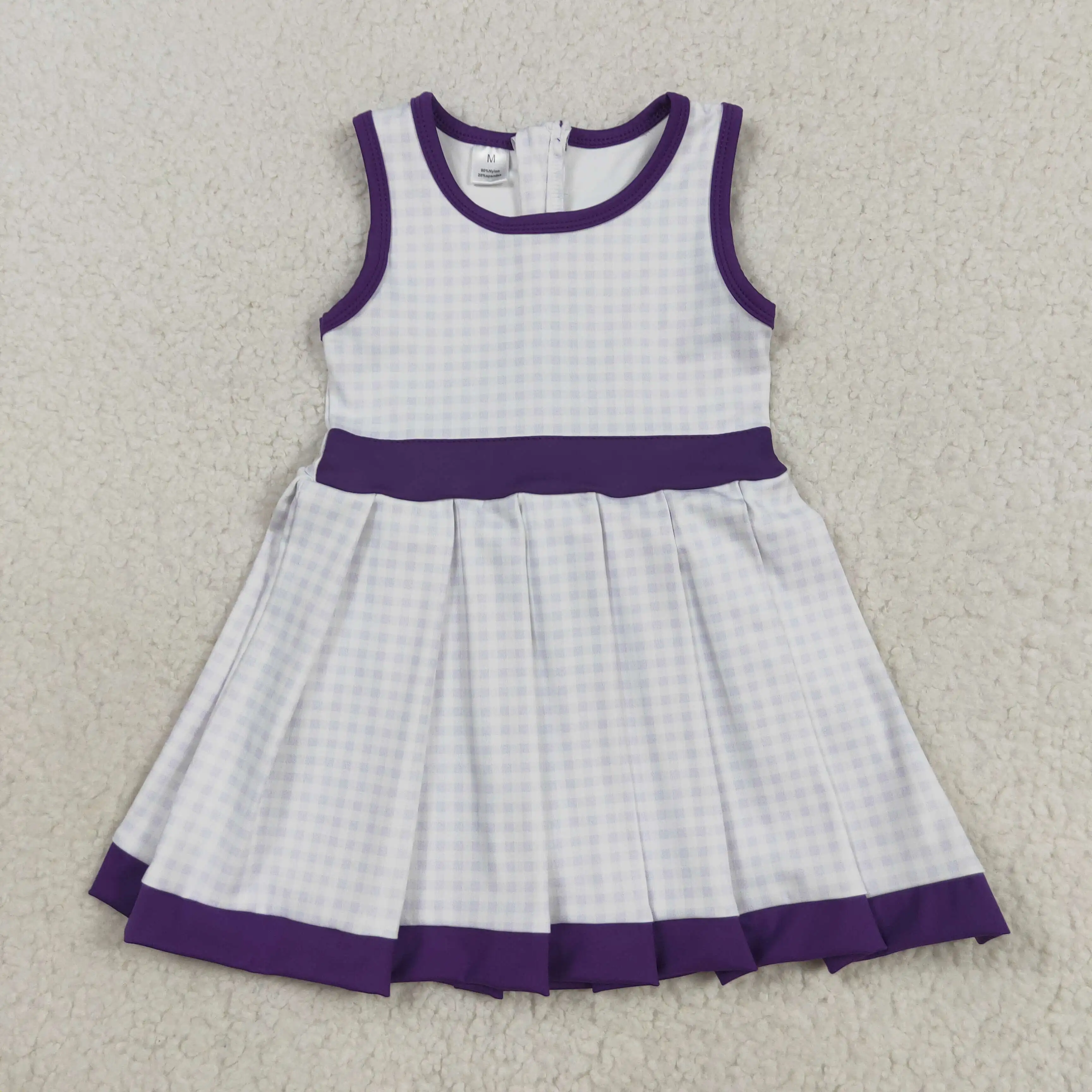 

Girls Sleeveless Dress Purple Plaid Yoga Sportswear Wholesale Boutique New