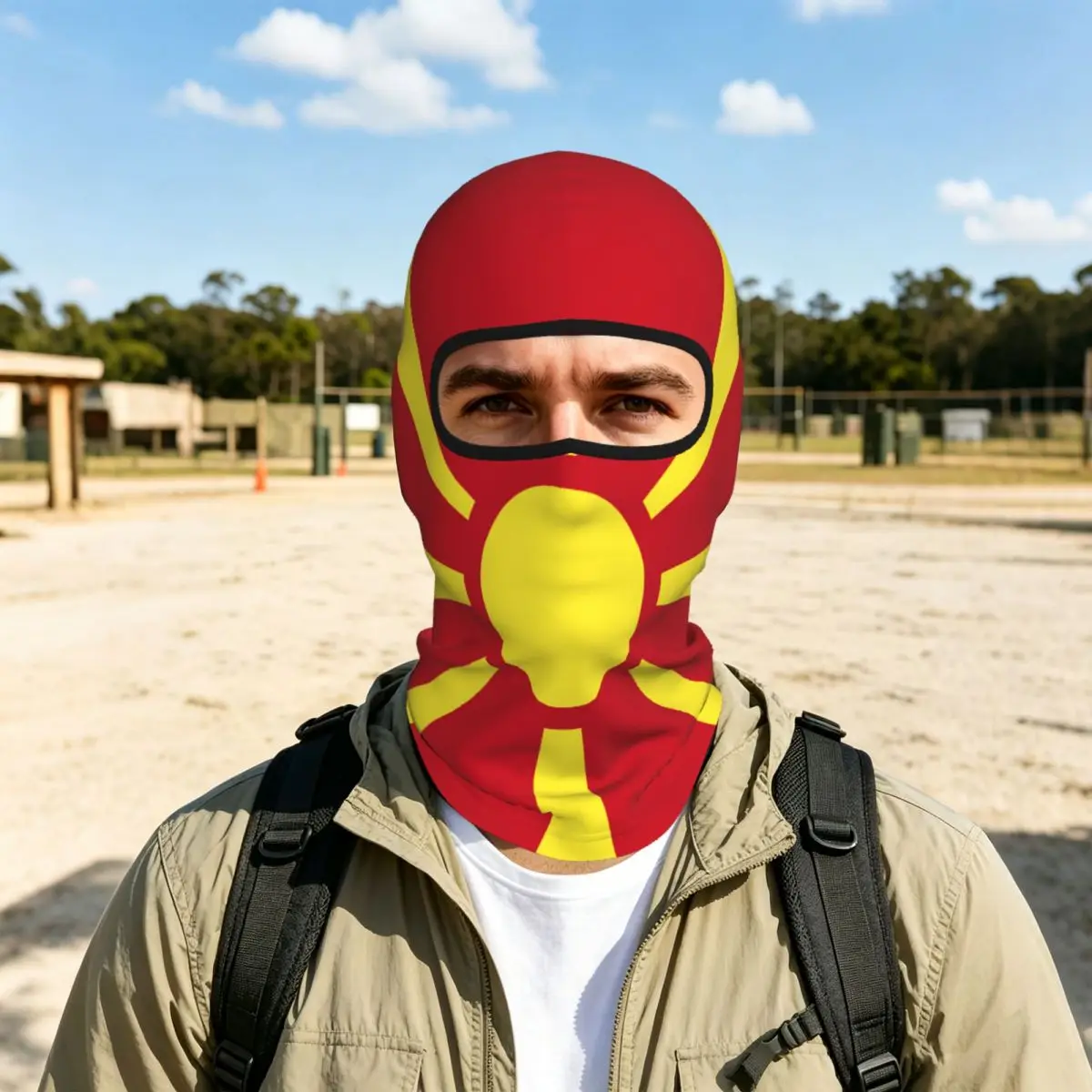 Macedonia Flag Balaclava Full Face Mask Breathable Motorcycle Winter Warm Full Cover Caps Neck Windproof Dustproof Cycling Caps