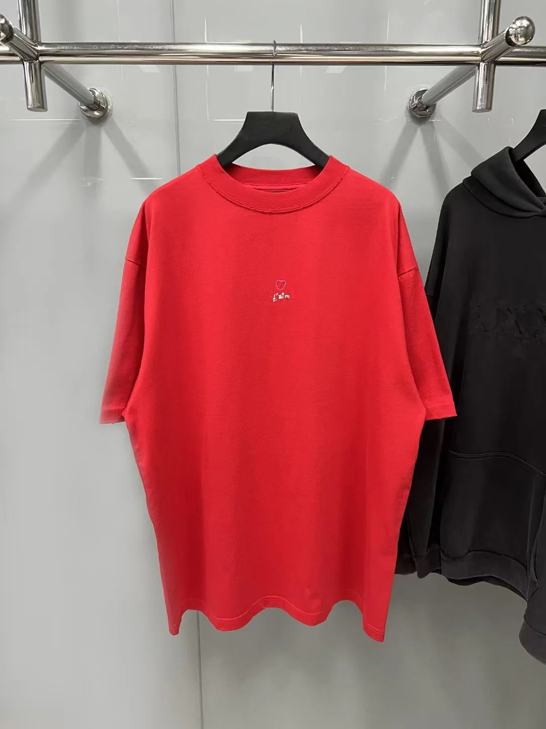 

BLCCNIEGEA High-Quality Paris B Letter Embroidered Loose Cotton Fashion Top Unisex Short Sleeve for Qixi Valentine's Day