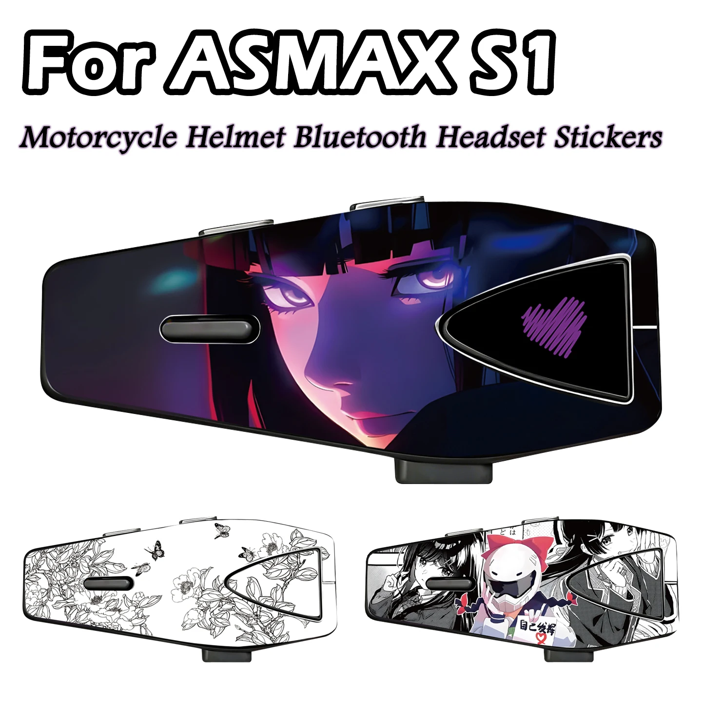 Adesivi Decorativi per Casco Moto ASMAX S1, Auricolari Bluetooth, Decalcomanie Protettive in Vinile per Cuffie, Accessori