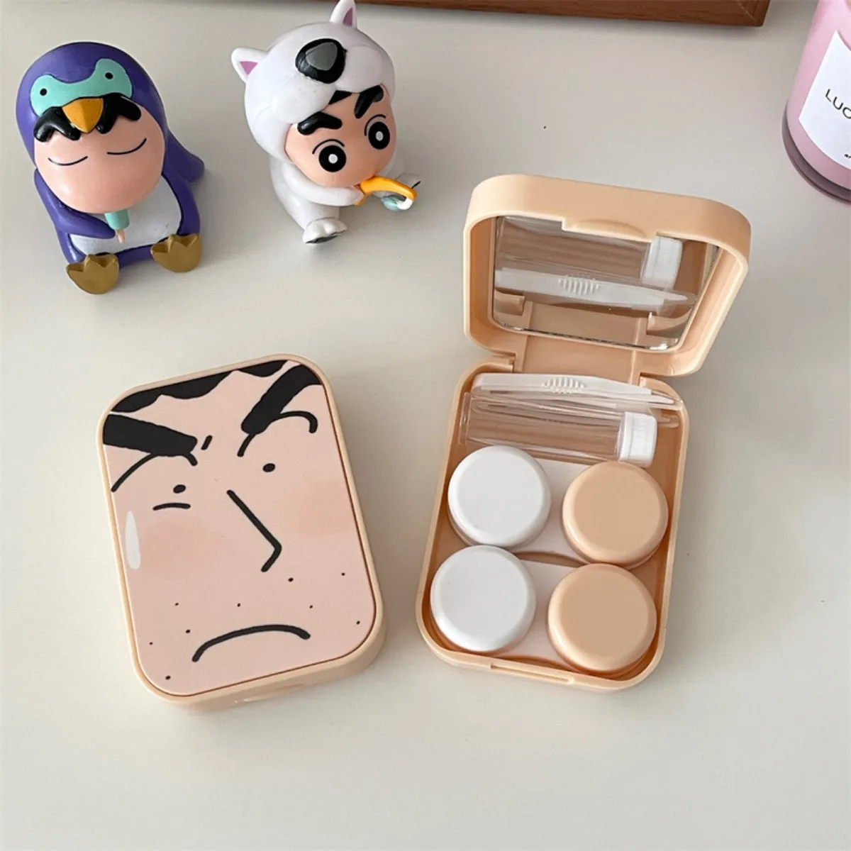 New Crayon Shin-chan Anime Figures Cartoon Contact Lens Cases Multi-Pack Storage Box Contact Lens Case Eyewear Accessories Gift view 6