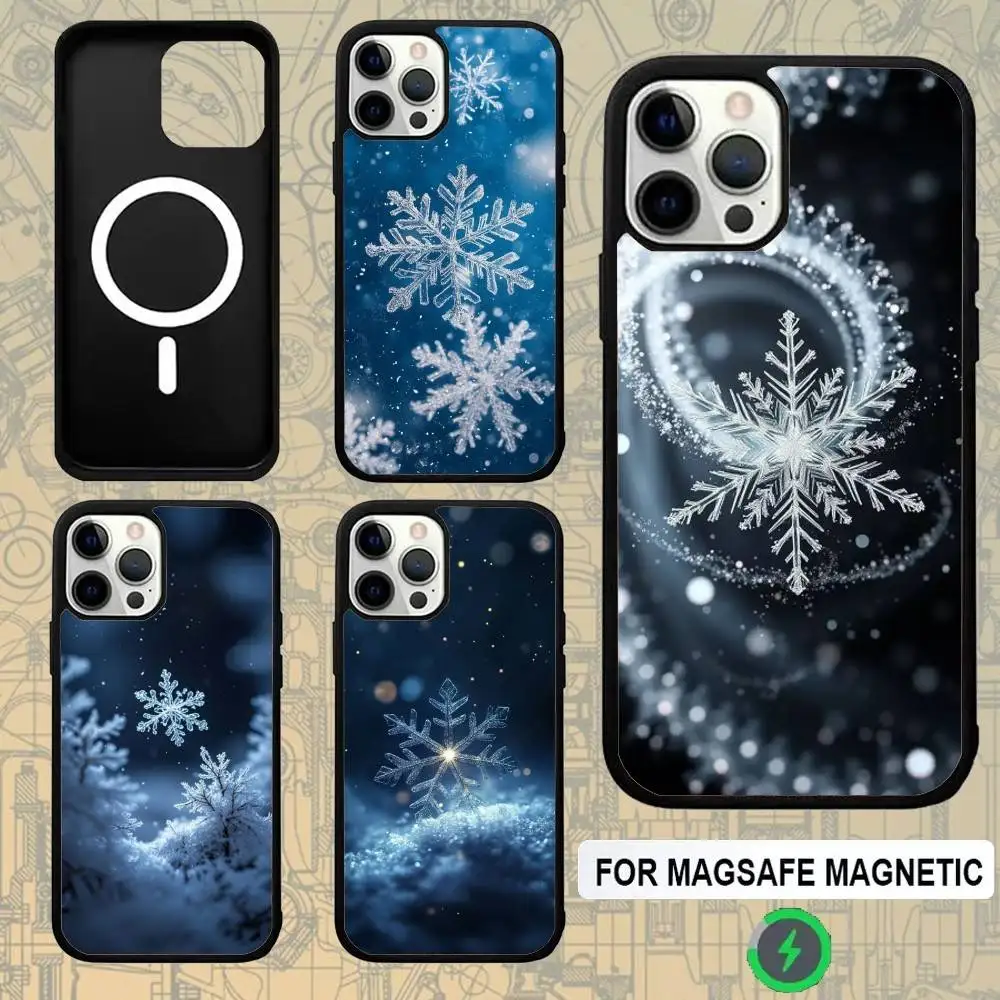 

Christmas Snowflakes White Phone Case For IPhone 17,16,15,Pro,Max,Air,14,Plus,13,12,11 Magesafe Wireless Charge Cover